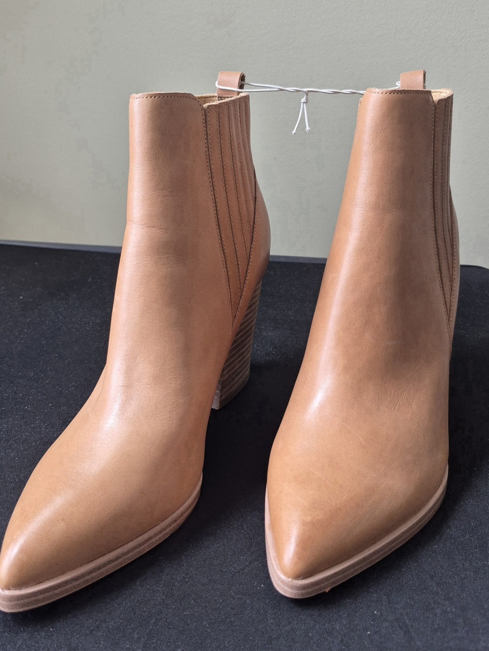 Marc Fisher Tan Leather Pointed Toe Ankle Booties